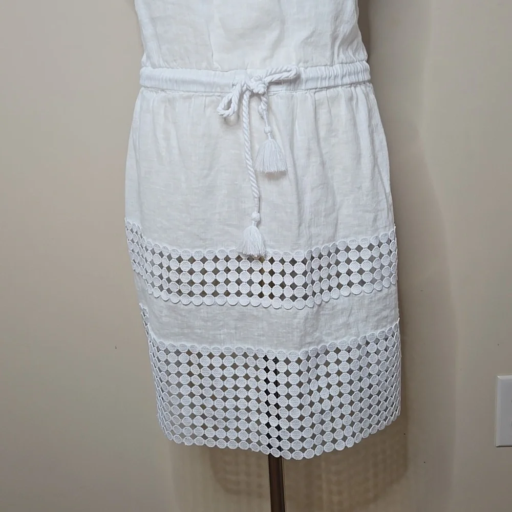 Vineyard Vines 100% Linen Swim Cover Up Size Small Strapless Tubetop with Eyelet